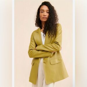 HUTCH Anthropologie Vegan Leather Blazer In Green Size Medium